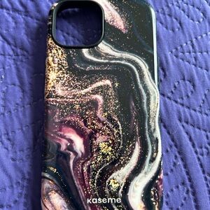 Kaseme iPhone 14/15 Black and Gold Swirl Phone Case